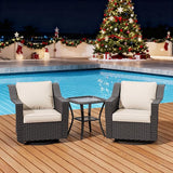 3 Pieces Patio Conversation Furniture Set - 2 Swivel Chairs, 1 Side Table - Photo 6