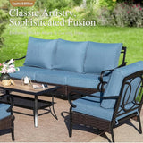Sophia & William Patio Furniture Set, 5 Piece Metal Outdoor Conversation Set with 3-Seater Outdoor Couch, 2 Sofa Chairs - Photo 3