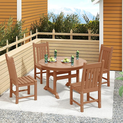 Costaelm Armless Outdoor Chair, Patio Adirondack Chair, HDPE Poly Lumber Waterproof Restaurant Bistro Kitchen Dining Chair for Outside Porch Backyard Garden, Teak