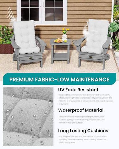 SERWALL HDPE Outdoor Rocking Chair Cushion Set of 4, Memory Foam Cushion Flowers Pattern