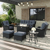 7 Piece Patio Furniture Set with Fire Pit Table - Photo 1