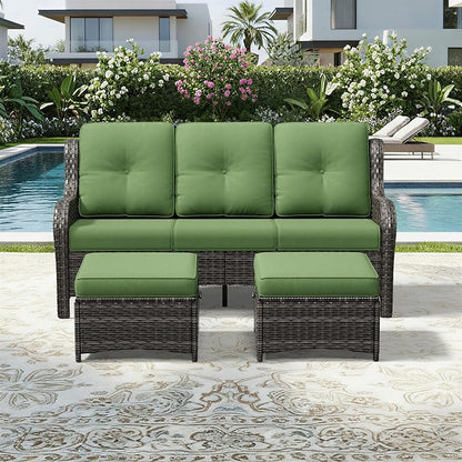 Joyside Outdoor Patio Couch Set, Outdoor Wicker Sofa with High Back, Deep Seating, Wide Armrest, Thickened Cushions, Patio Sofa for Deck, Porch Use