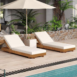 Merax 2-Piece Acacia Wood Chaise Lounge Set w/ 6-Position Adjustable Backrest & Cushion - Outdoor Patio Poolside - Photo 1