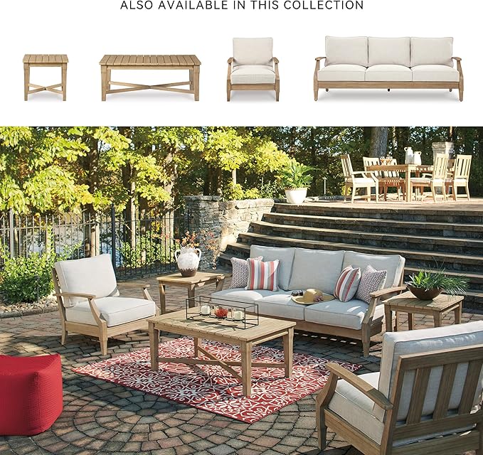 Signature Design by Ashley Outdoor Eucalyptus Carter Hall Patio Coffee Table, Beige - Photo 6