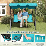 RELAX4LIFE 3-Person Porch Swing Chair - Outdoor Swing w/Adjustable Canopy, Removable Cushion & Metal Frame Stand - Photo 6