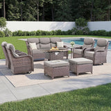 Luxury Patio Furniture Set with 6-inch Thick Cushion, Outdoor Furniture with Fire Pit Table, Swivel Chairs, Sofa - Photo 6