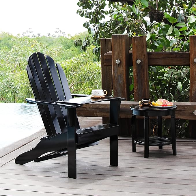 Cambridge Casual Solid Wood Bentley Adirondack Chair with Tray Table, Turquoise