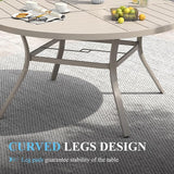 VICLLAX 50" Round Patio Table with Umbrella Hole, All Weather Metal Outdoor Dining Table for 6 - Photo 5