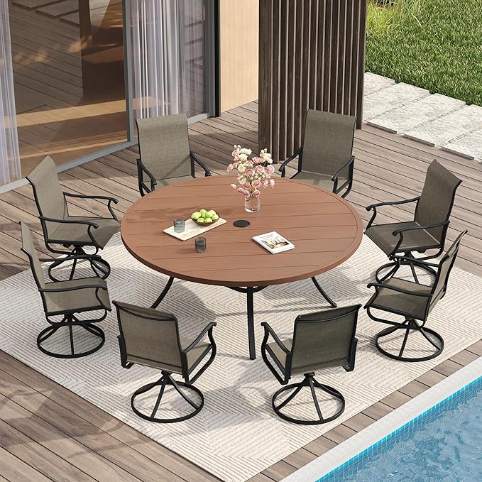 VICLLAX 53" Outdoor Round Patio Table for Lawn Garden - Photo 6