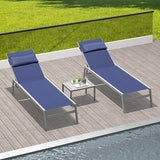 Domi Patio Chaise Lounge Set of 2 with Side Table, Aluminum Adjustable Pool Lounge Chairs - Photo 1
