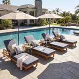 Merax Acacia Wood Outdoor Chaise Lounge Chair Set of 4 - Photo 1