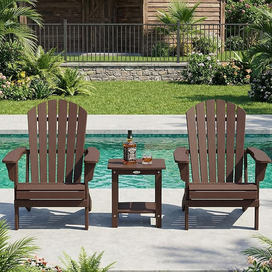 Y&M Outdoor Side Table, HIPS Adirondack Small Double Layer Table, Waterproof Square Outside Table, Balcony End Tables for Patio, Pool, Porch, Deck, Indoor or Outdoor Use, Coffee