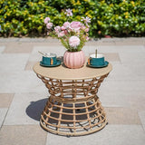 Swivel Chairs for Outside Patio Set of 3, 360 Degree Swivel Pe Wicker Luxury Lounger Chair with 20" Side Table - Photo 9