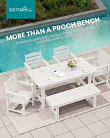 SERWALL 2-Person Outdoor Bench Backless, HDPE Outdoor Benches Weatherproof, 700 Lbs Weight Capacity - Photo 8