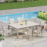 VICLLAX Outdoor Patio Dining Table for 6, 63" Rectangle Dining Table with Umbrella Hole for Porch, Backyard, Garden - Photo 2