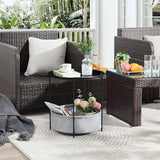 VECELO Round Side/End Table with Fabric Storage Basket，Metal Anti-Rust and Waterproof Small Bedside Nightstand with - Photo 7