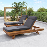 Merax Acacia Wood Chaise Lounge Chair Outdoor Set of 2 - Photo 3