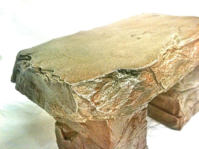 "Garden Bench" Cast Stone Granite Rock Bench 3 Piece, Patio Furniture, Concrete Bench Hand Sculpted Rustice Garden Decor - Photo 4