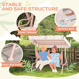 Qaba Kids Patio Swing, 2-Seater Outdoor Porch Swing Chair with Adjustable Canopy, Safety Belt - Photo 3