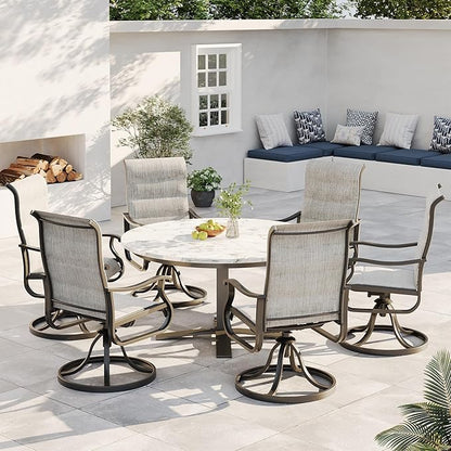 Patio Swivel Chairs Set of 2, Outdoor Dining Chairs with High Back, All-Weather Swivel Rocker Chair for Lawn, Porch or Garden