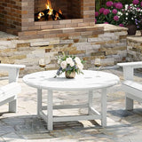 WestinTrends Malibu Low Outdoor HDPE Round Patio Coffee Table, White - Photo 1