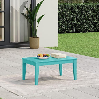 WestinTrends Malibu Low Outdoor HDPE Patio Rectangle Coffee Table, Turquoise