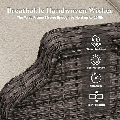 Outdoor Patio Loveseat, All-Weather 2-Seater Wicker Loveseat with Cushions, Outdoor Patio Love Seat Sofa for Garden, Balcony and Deck
