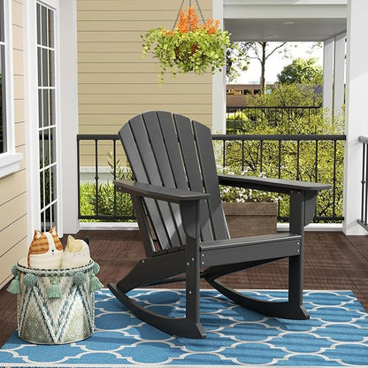 WO WESTIN OUTDOOR HDPE Altura Outdoor Rocking Poly Adirondack Chair, Gray