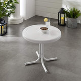 Crosley Furniture Griffith Weather Resistant Retro Metal Outdoor Side Table for Patio, Deck, Porch, Alabaster White - Photo 4