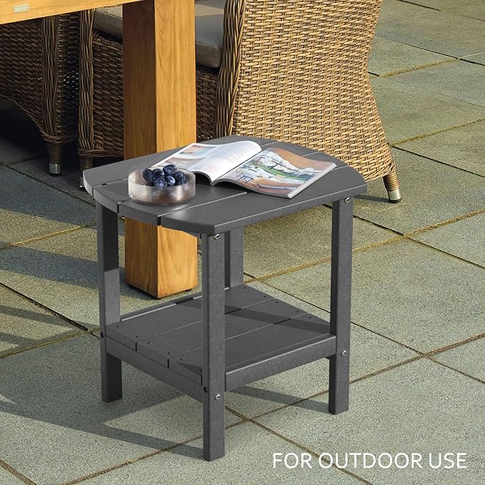 TORVA Patio Adirondack Side Table, Outdoor End Tables All-Weather Resistant HDPE Humidity-Proof Long Time Use for Deck - Photo 4