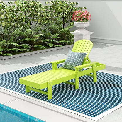 WestinTrends Dylan HDPE Outdoor Patio Poly Adirondack Reclining Chaise Lounge with Arms, Lime