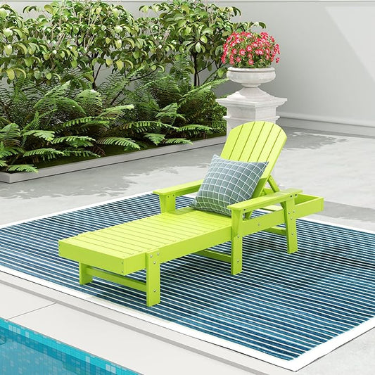 WestinTrends Dylan HDPE Outdoor Patio Poly Adirondack Reclining Chaise Lounge with Arms, Lime