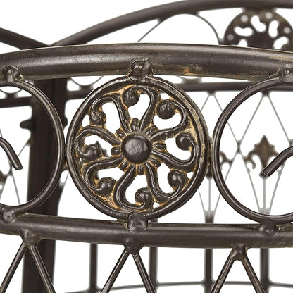 Safavieh PAT5019A Collection Abia Antique White Wrought Iron 50" Outdoor Tree Bench