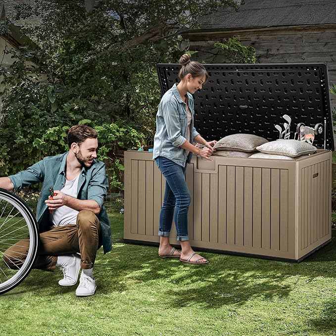 YITAHOME 230 Gallon Large Deck Box with Divider & Side Handles, Outdoor Double-Wall Storage for Patio Furniture Cushions - Photo 3