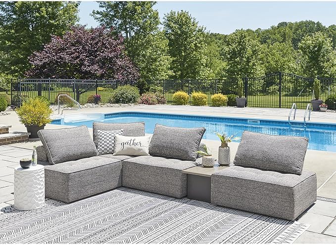 Signature Design by Ashley Bree Zee Right-Arm Facing Contemporary 5-Piece Outdoor Sectional with Tufted Cushion and End - Photo 1