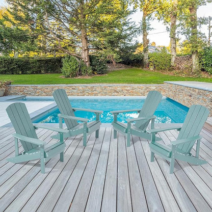Adirondack Chairs, Plastic Adirondack Chairs Set of 4, All-Weather Resistant, Widely Used in Outdoor, Fire Pit, Deck, Outside, Garden