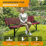 Heavy-Duty Outdoor Metal Bench, Thermoplastic-Coated, Surface, Weatherproof, Commercial-Grade for Parks, Gardens, Patios - Photo 5