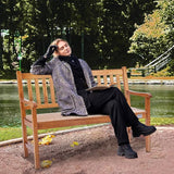 VEVOR Wood Outdoor Bench, 2-Person Garden Bench with Backrest and Armrests, 800 lbs Load Capacity - Photo 2