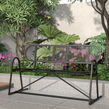Outdoor Bench, Metal Mesh Garden Bench with Foldable Middle Table, 55" Weather Resistant Patio Park for 2-3 People - Photo 1