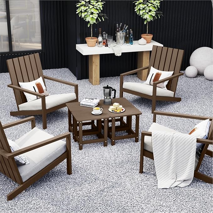 Weatherproof Outdoor Side Table, HDPE Small Outdoor Table for Adirondack, 16.6-Inch Patio Square End Tables for Garden - Photo 6