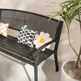 VICLLAX 50” Outdoor Garden Bench with Armrests and Backrest, Waterproof Patio Metal Bench for Park, Porch, Backyard - Photo 3