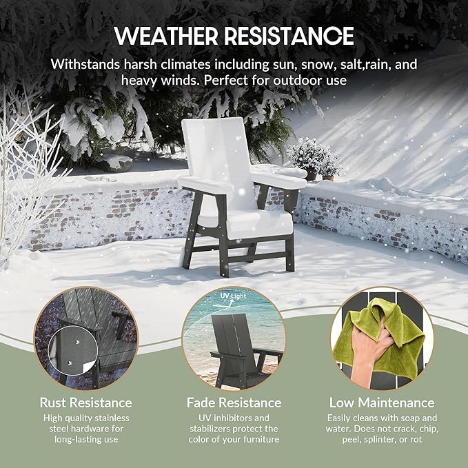 WestinTrends Ashore Outdoor Patio HDPE Plastic Modern Adirondack Dining Chair Gray