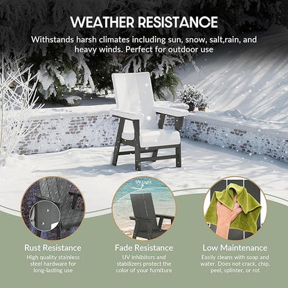 WestinTrends Ashore Outdoor Patio HDPE Plastic Modern Adirondack Dining Chair Gray