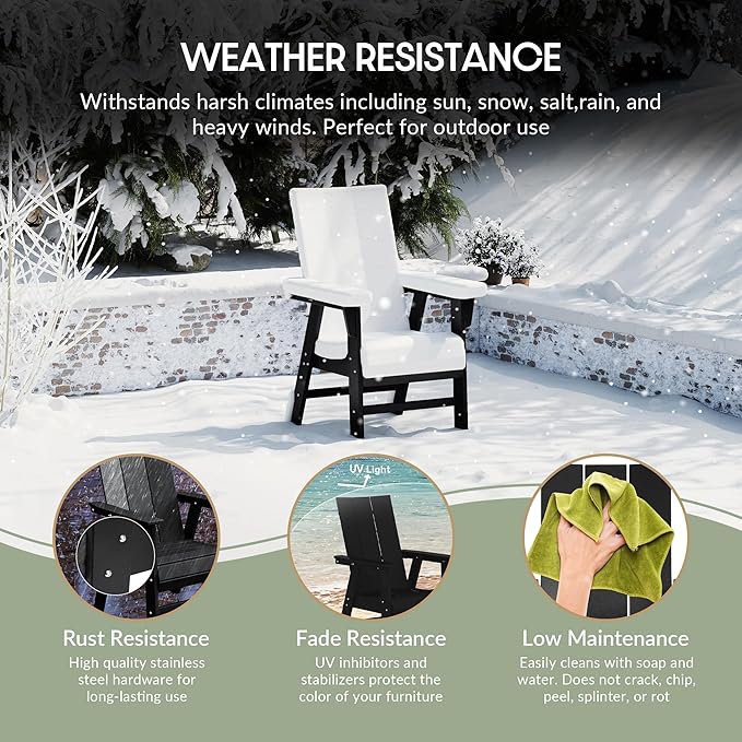 WestinTrends Ashore Outdoor Patio HDPE Plastic Modern Adirondack Dining Chair Black