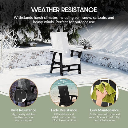 WestinTrends Ashore Outdoor Patio HDPE Plastic Modern Adirondack Dining Chair Black