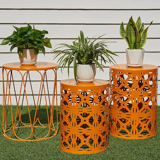 Y&M Patio Side Table, Indoor End Tables for Bedroom, Set of 3 Stacking Coffee Table for Living Room - Photo 1