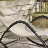 Outsunny Rocking Chair, Zero Gravity Patio Chaise Sun Lounger, Outdoor Rocker, UV Water Resistant, Pillow for Sunbathing - Photo 8