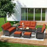 8 Piece Outdoor Wicker Patio Furniture Set, Outdoor Swivel Rocker Patio Chairs Set with Thickened Olefin Cushions - Photo 1