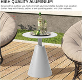 19.5''Φ Outdoor Round Coffee Table Weather-Resistant Aluminum Side Table for Balcony, Patio, Garden, Bedroom (White) - Photo 3