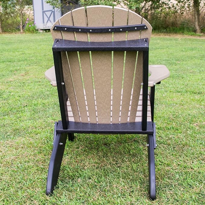 Furniture Barn USA Poly Folding Adirondack Chair, Weathered Wood and Black